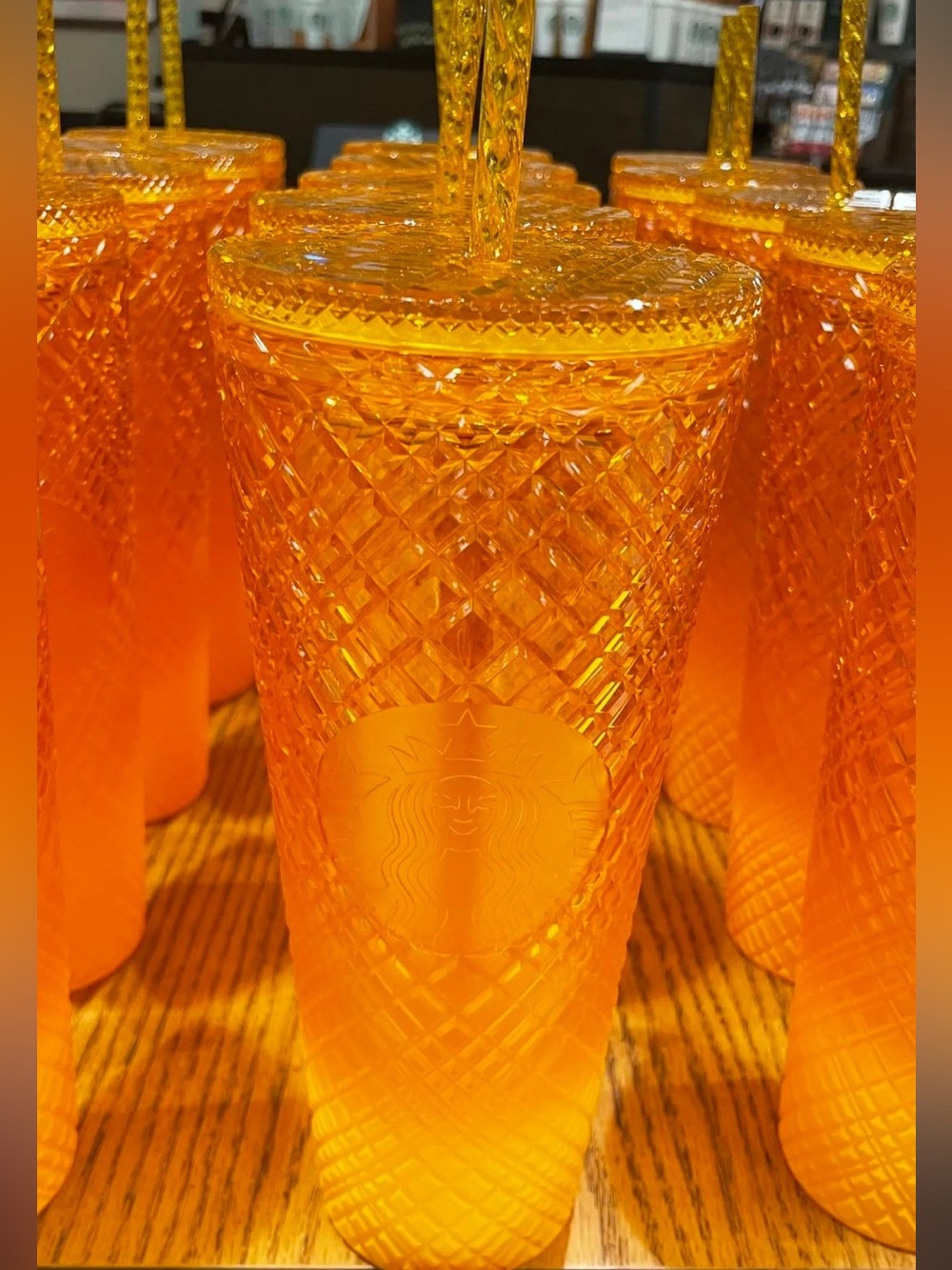 Summer orange mango Starbucks cup